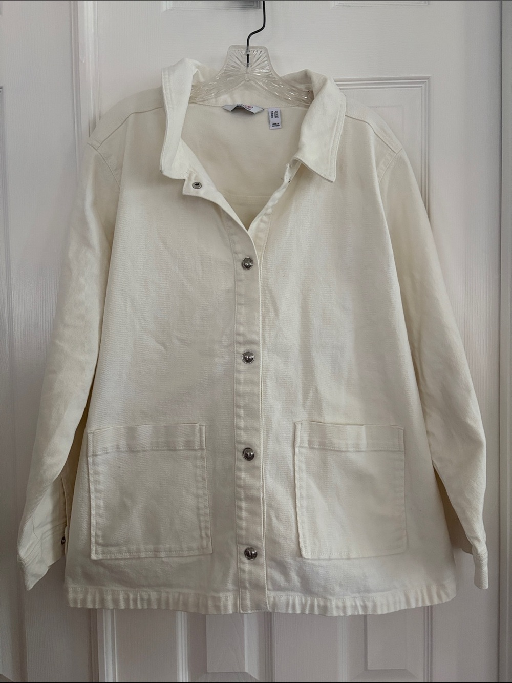 Denim & Co Classic white and Cream snap Button Front denim Jean Jacket 2X Plus